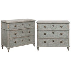 Pair of Swedish Gustavian Style 19th Century Painted Chests with Palmettes