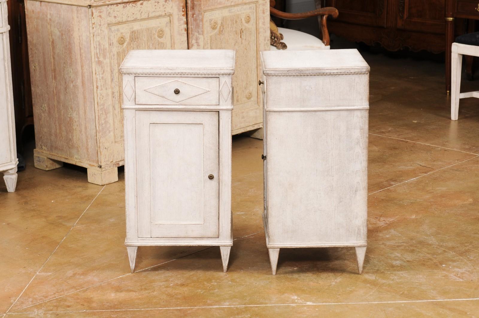 Pair of Swedish Gustavian Style 19th Century Painted Wood Bedside Cabinets 8