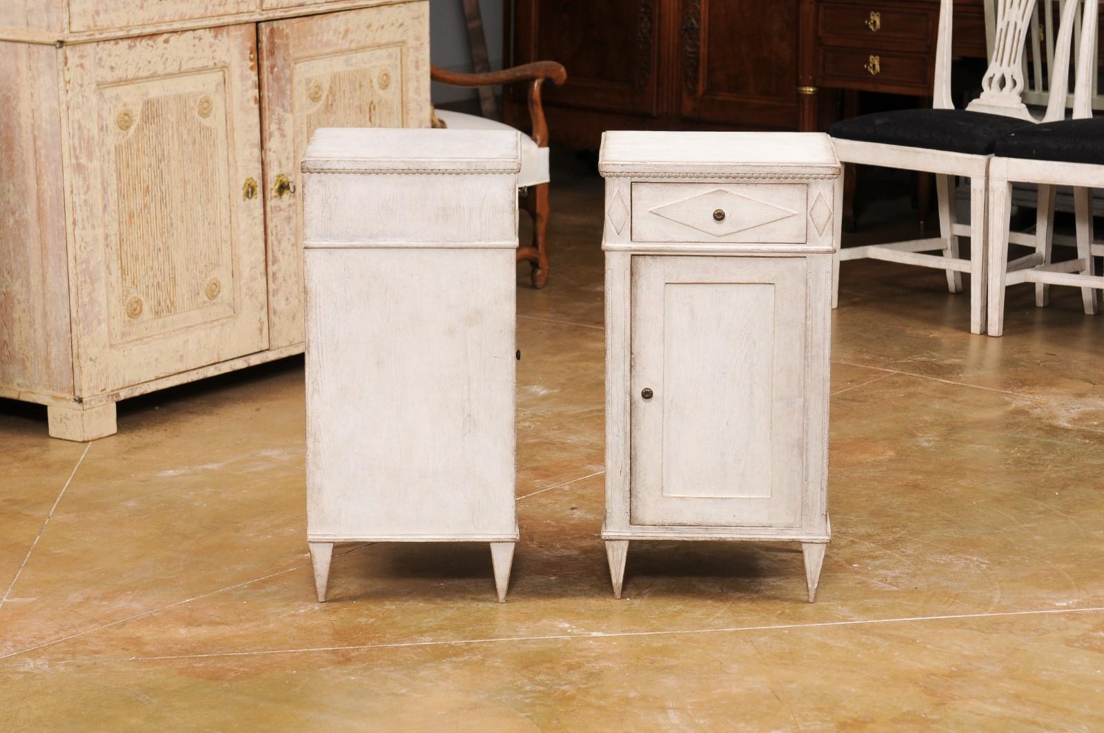 Pair of Swedish Gustavian Style 19th Century Painted Wood Bedside Cabinets 4