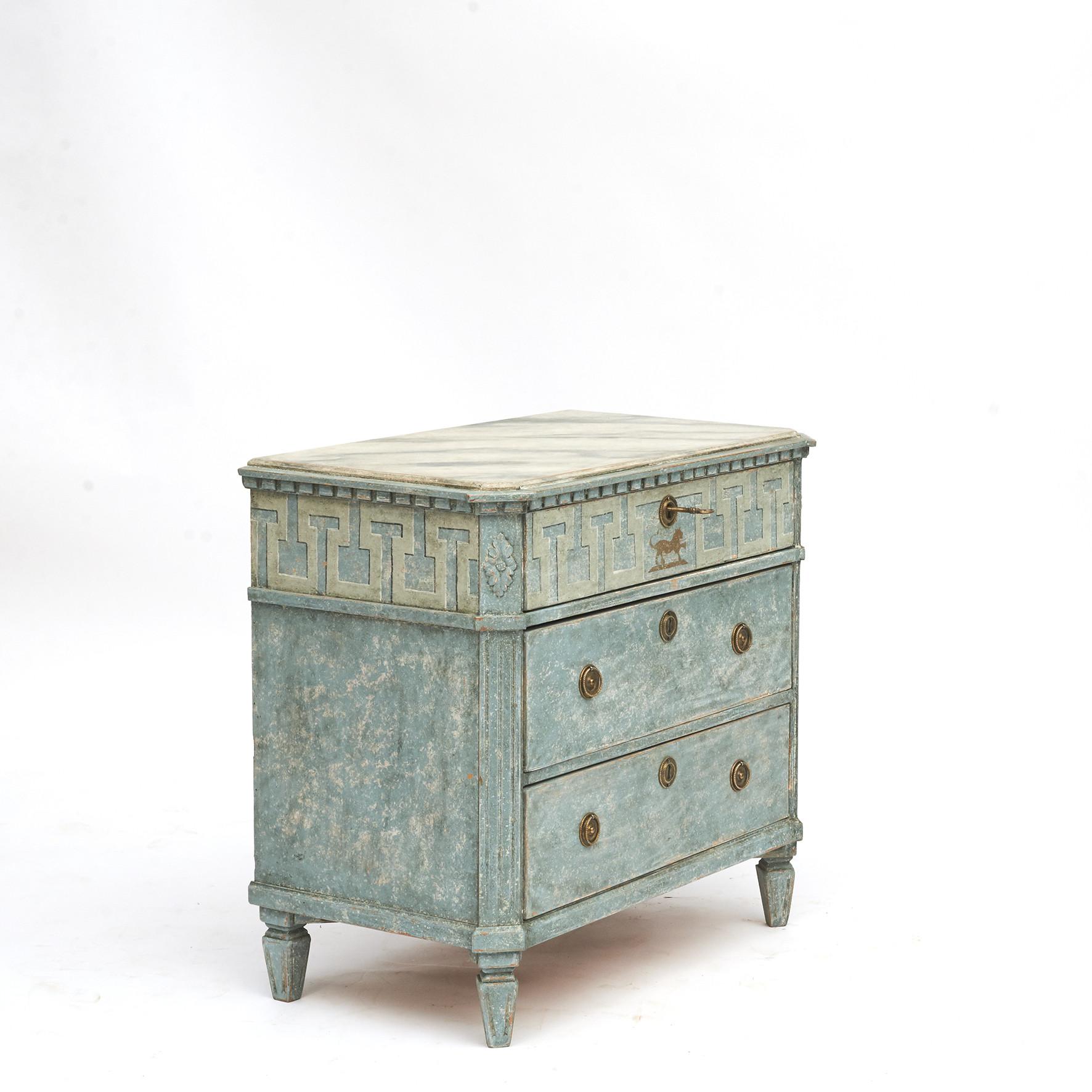 Painted Pair of Swedish Gustavian Style Chest of Drawers