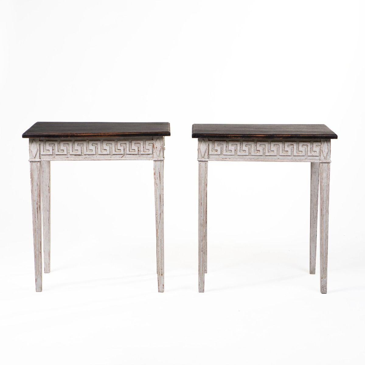 Pair of Swedish Gustavian Style Console Tables For Sale