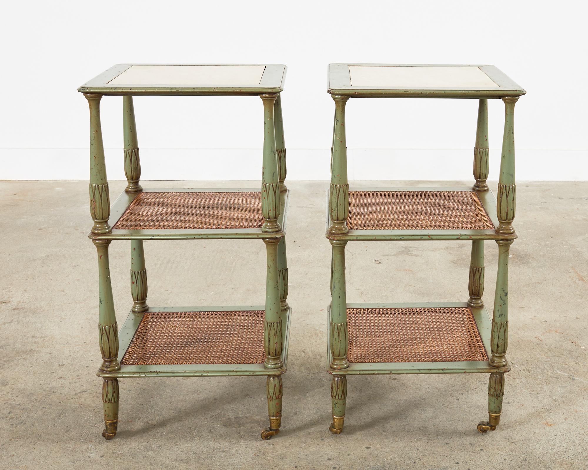 Painted Pair of Swedish Gustavian Style Lacquered Three-Tier Drinks Table