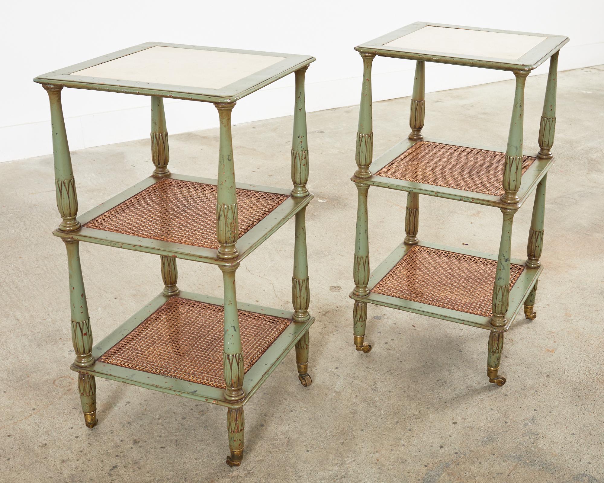 Pair of Swedish Gustavian Style Lacquered Three-Tier Drinks Table 1