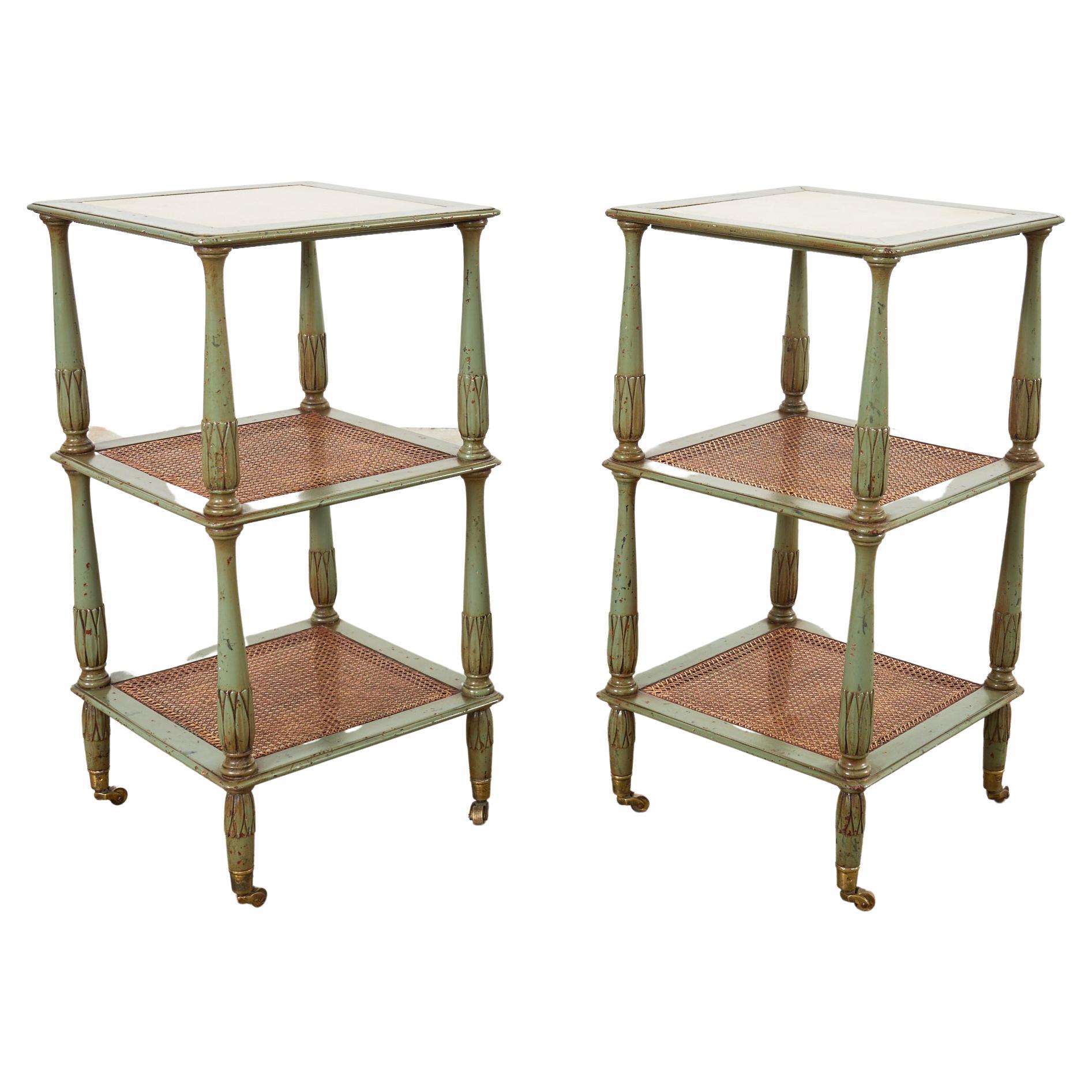 Pair of Swedish Gustavian Style Lacquered Three-Tier Drinks Table