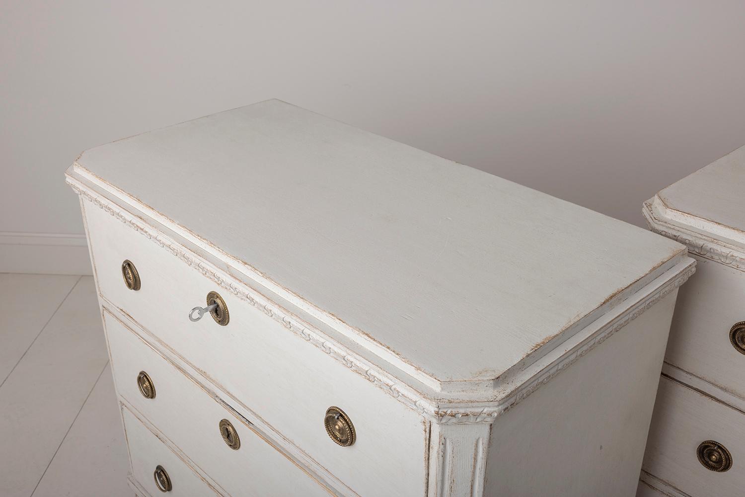 Wood Pair of Swedish Gustavian Style Painted Bedside Commodes