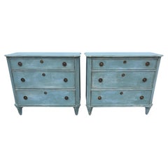 Pair of Swedish Gustavian Style Painted Chest of Drawers Bureau