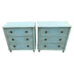 Pair of Swedish Gustavian Style Painted Chest of Drawers Bureau
