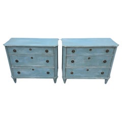 Pair of Swedish Gustavian Style Painted Chest of Drawers Bureau