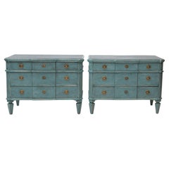 Antique Pair of Swedish Gustavian Style Painted Chest of Drawers