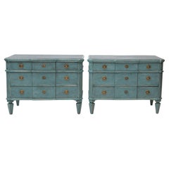 Pair of Swedish Gustavian Style Painted Chest of Drawers