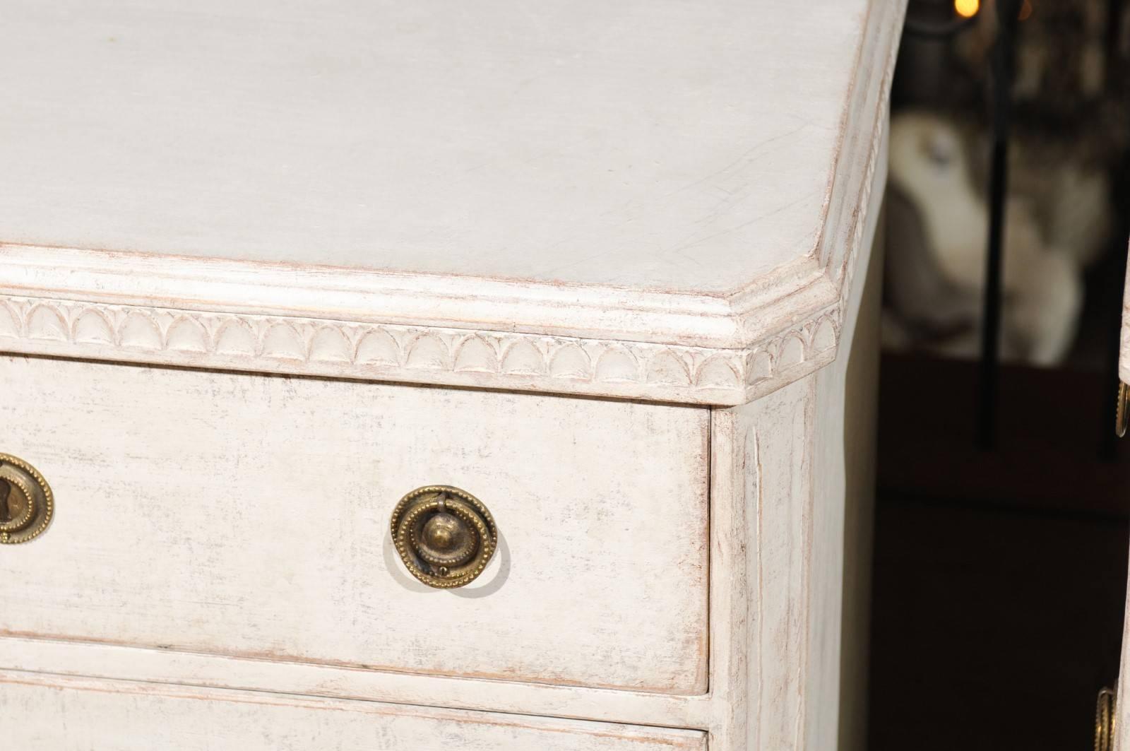 Pair of Swedish Gustavian Style Painted Chests with Drawers and Door, circa 1900 5