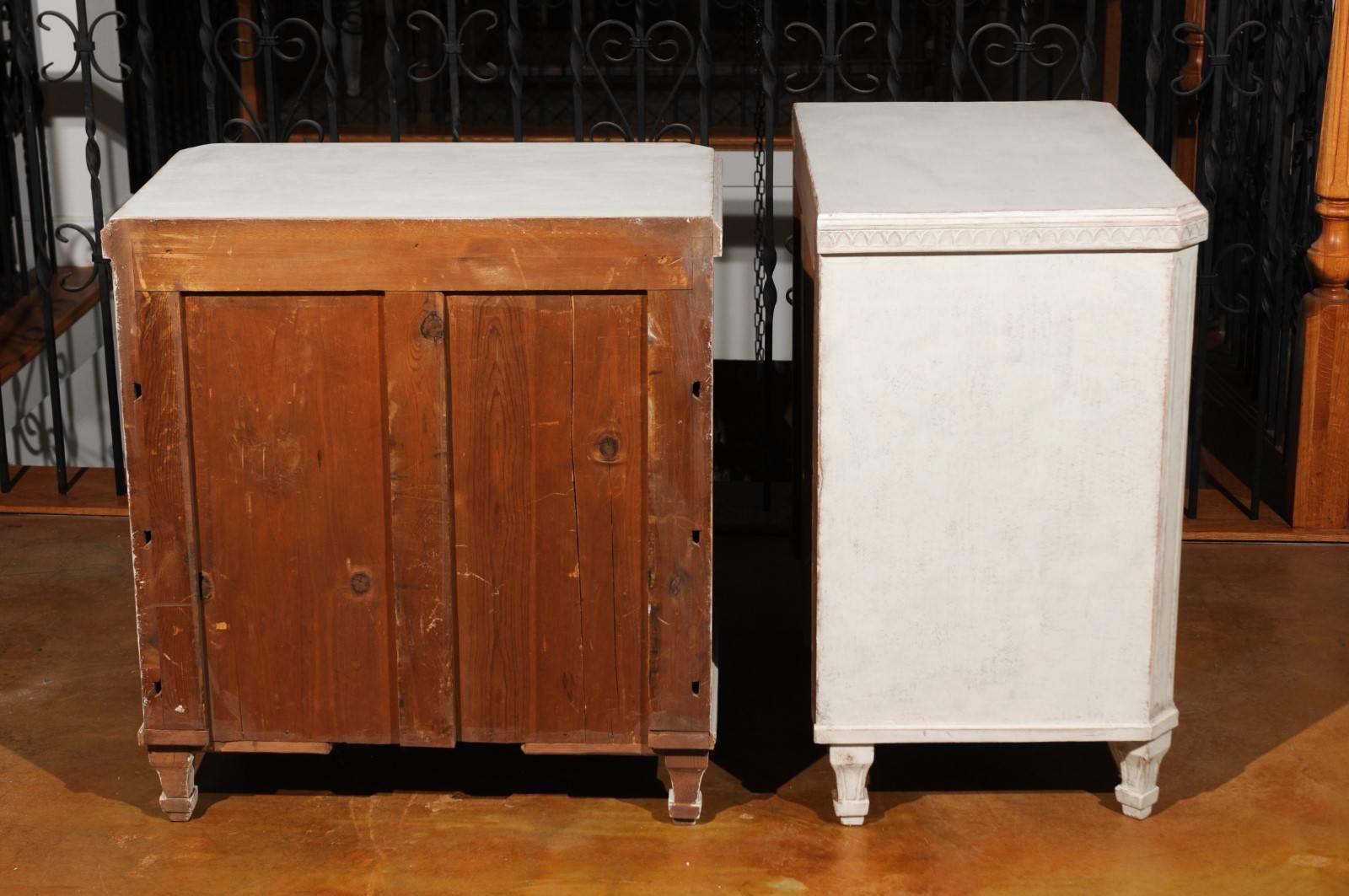 Pair of Swedish Gustavian Style Painted Chests with Drawers and Door, circa 1900 1