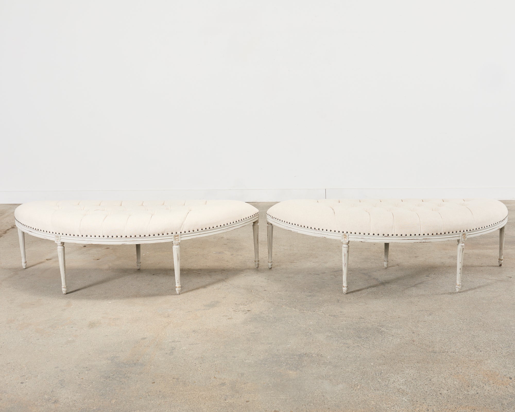 Pair of Swedish Gustavian Style Painted Demilune Benches For Sale at ...