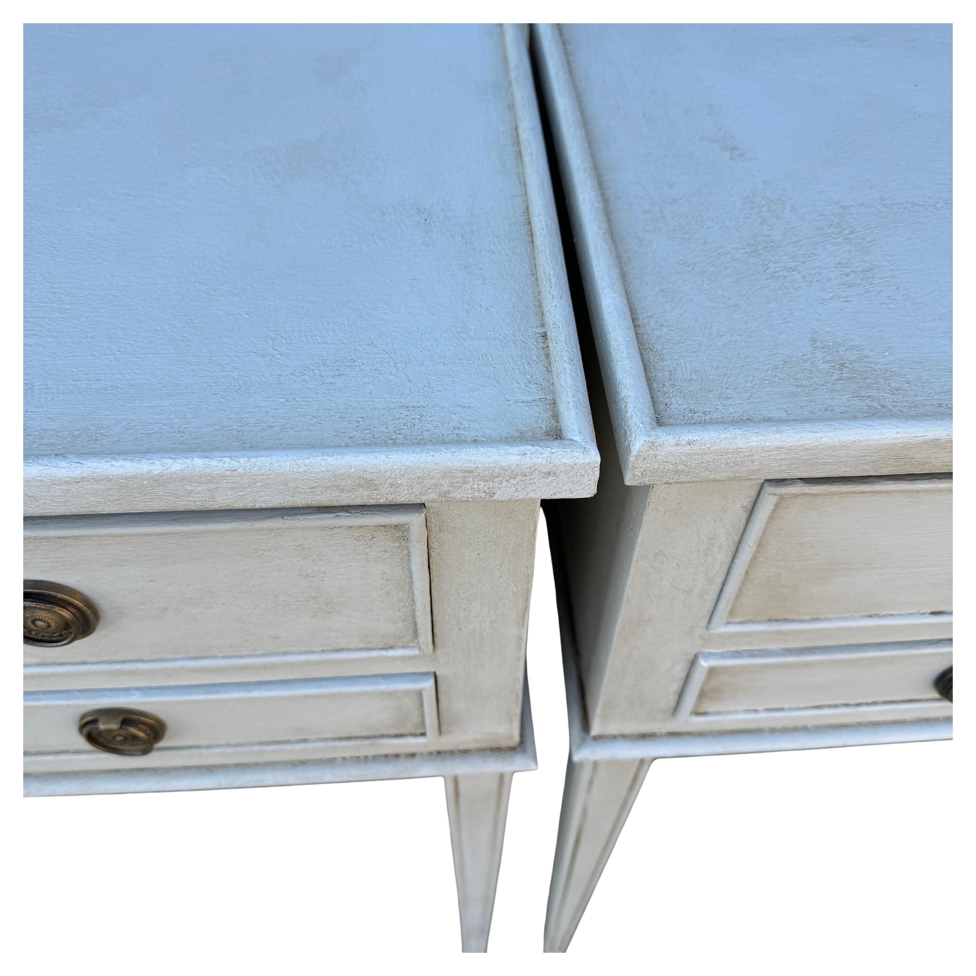 Pair of Swedish Gustavian Style Painted Side Tables Bedside 3