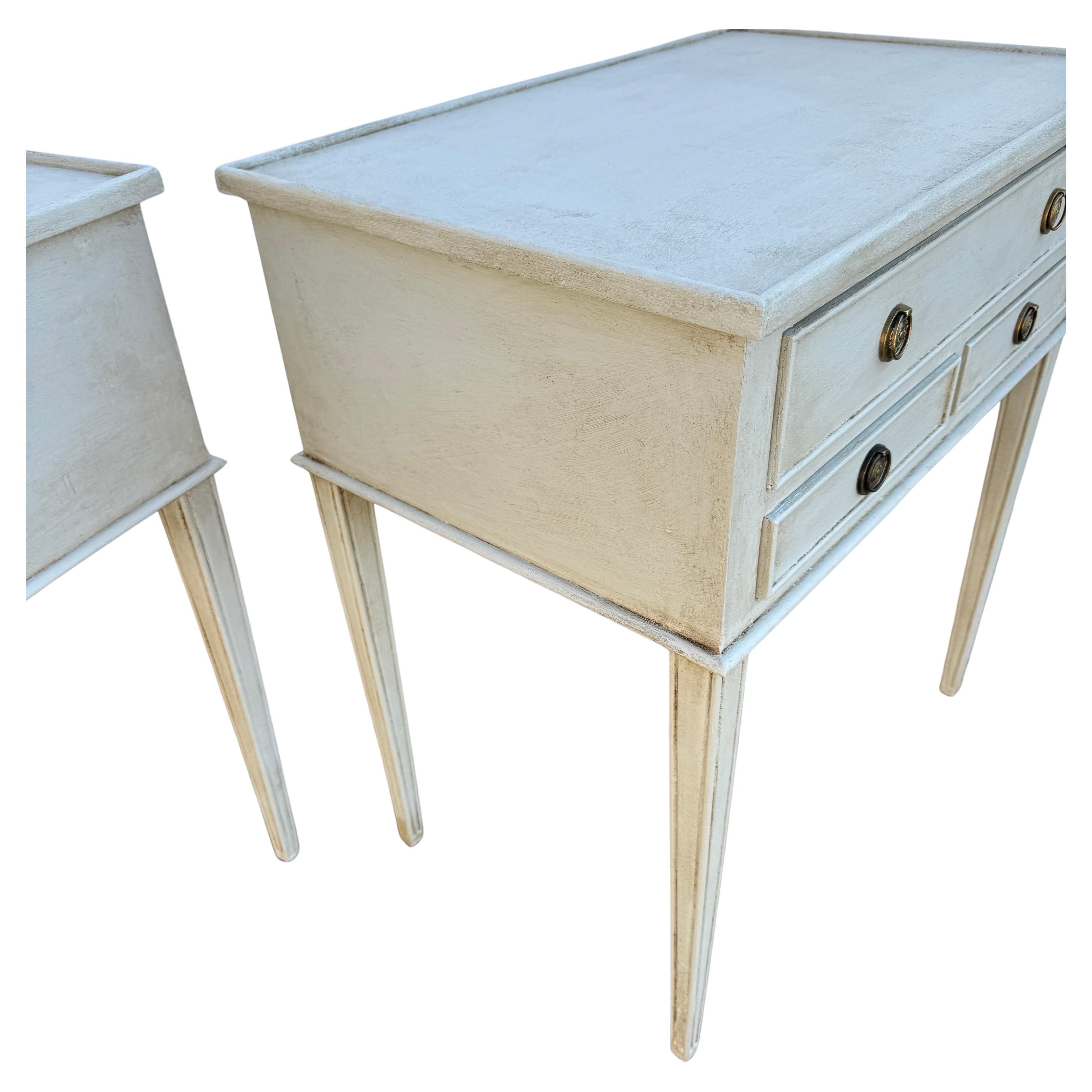 Pair of Swedish Gustavian Style Painted Side Tables Bedside 4