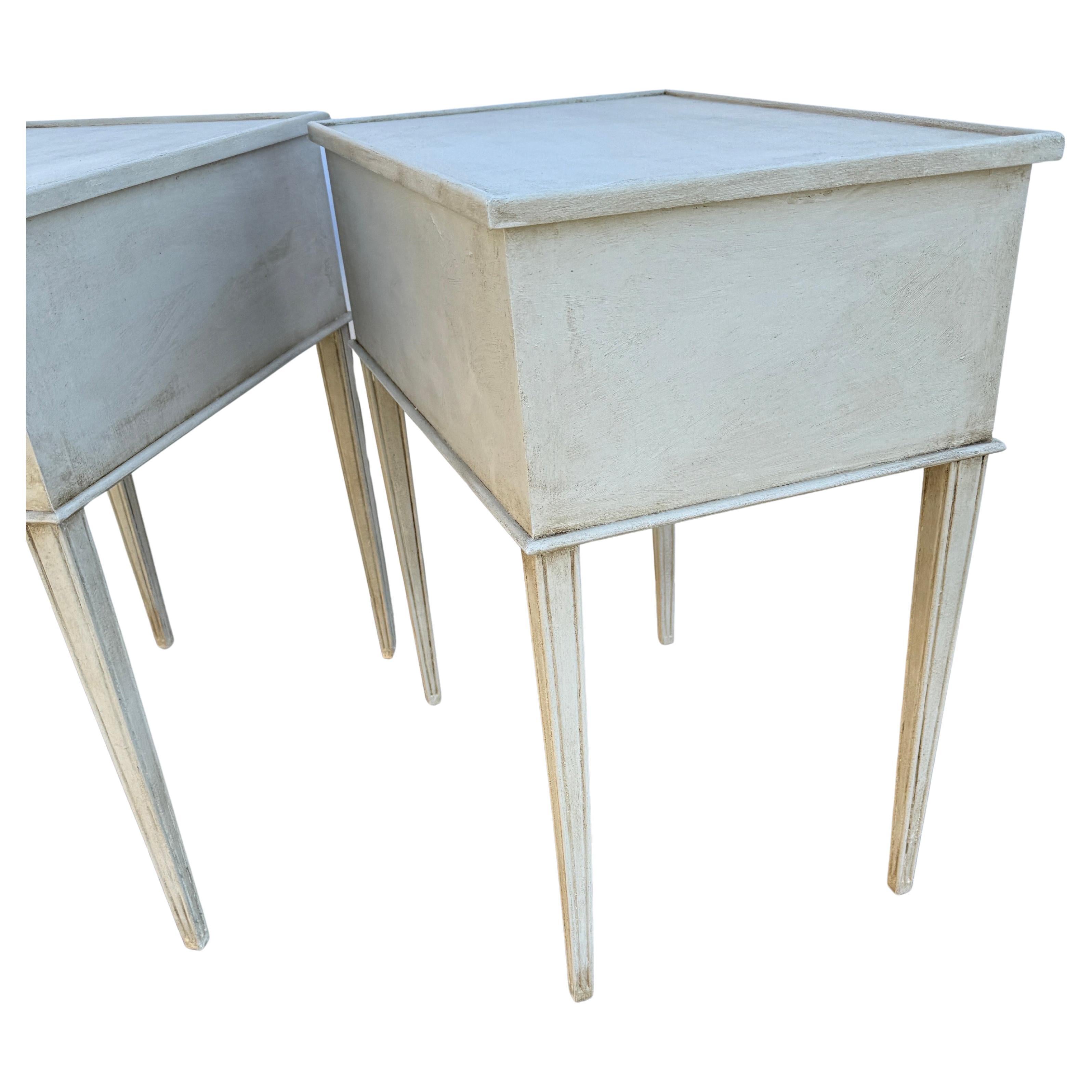 Pair of Swedish Gustavian Style Painted Side Tables Bedside 5