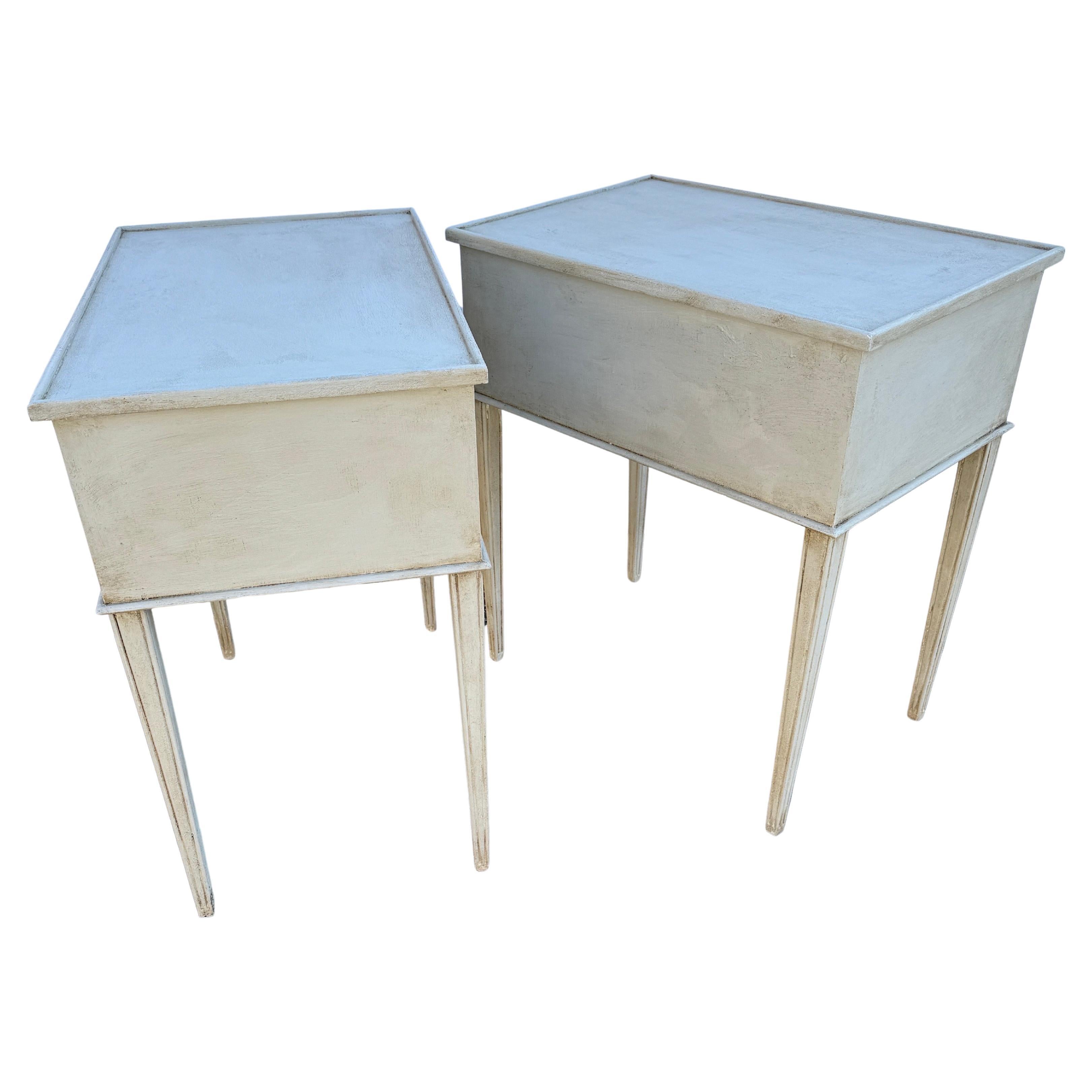 Pair of Swedish Gustavian Style Painted Side Tables Bedside 6
