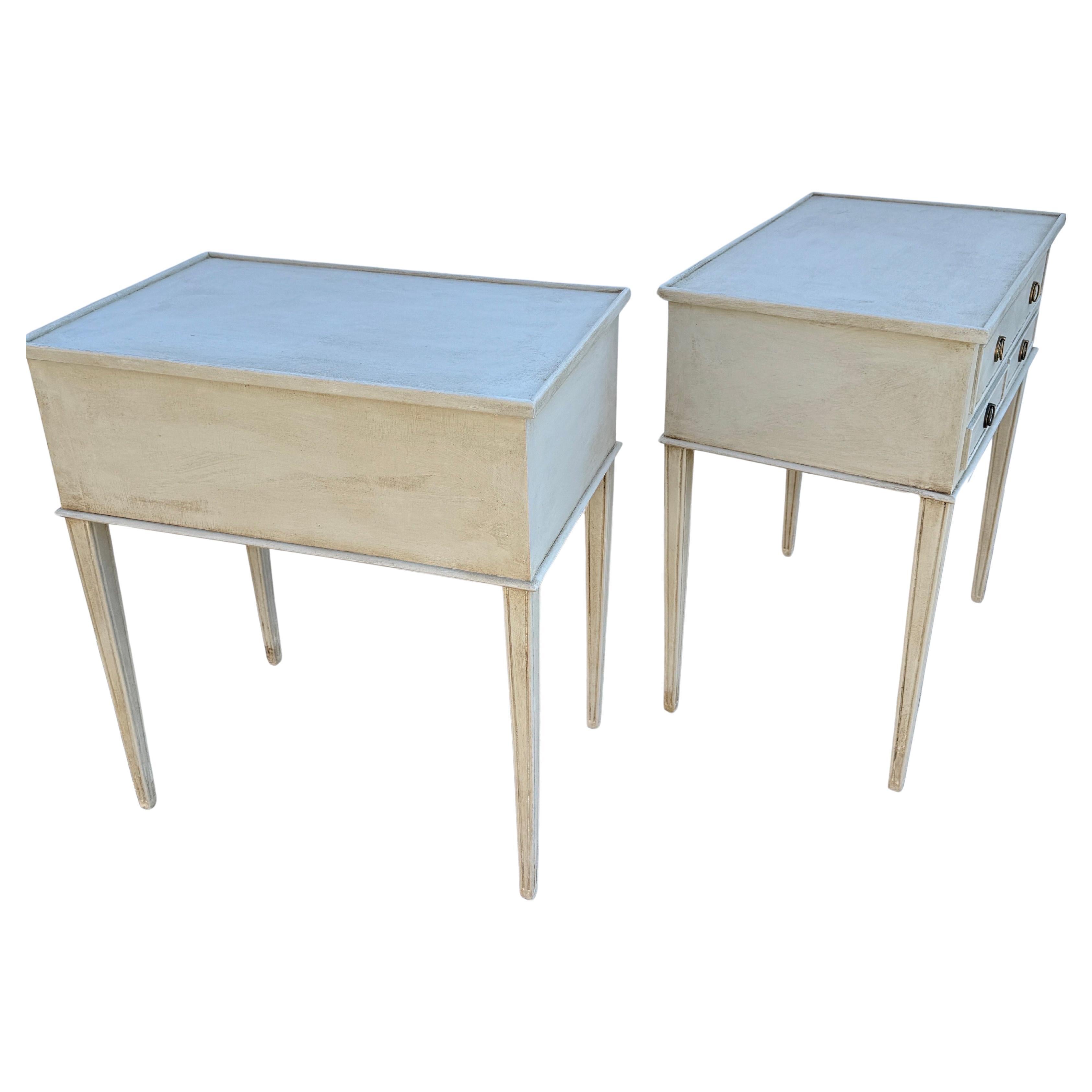 Pair of Swedish Gustavian Style Painted Side Tables Bedside 8