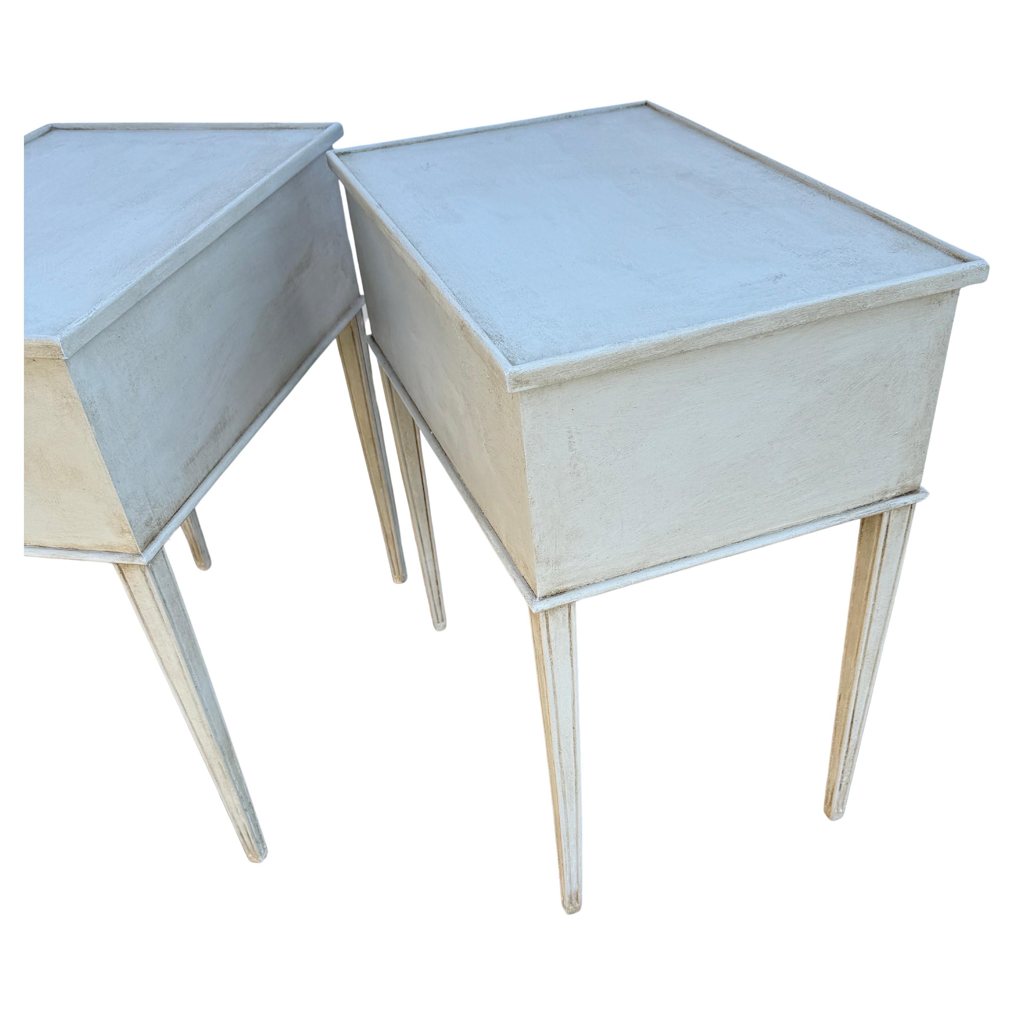 Pair of Swedish Gustavian Style Painted Side Tables Bedside 9