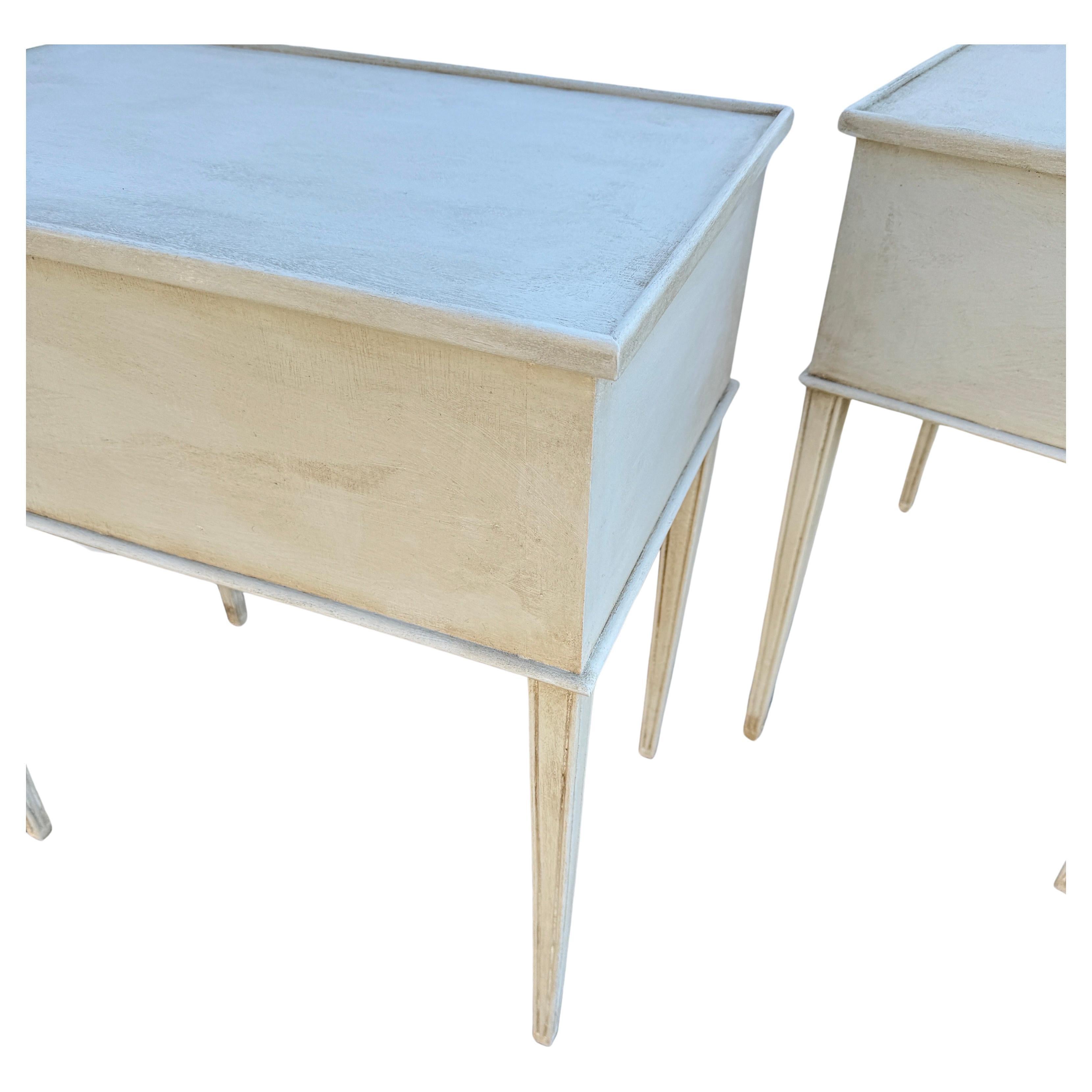 Pair of Swedish Gustavian Style Painted Side Tables Bedside 11