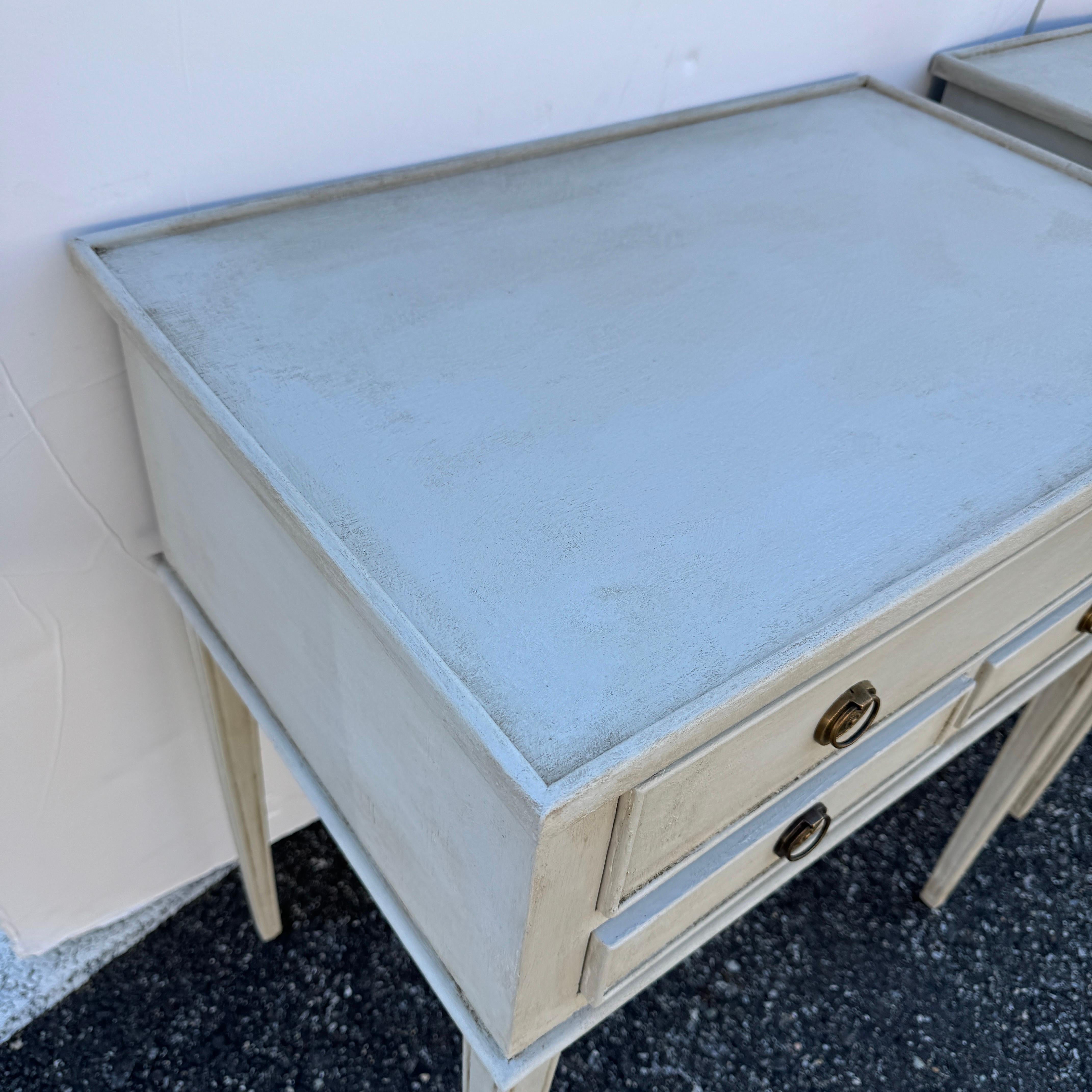 European Pair of Swedish Gustavian Style Painted Side Tables Bedside