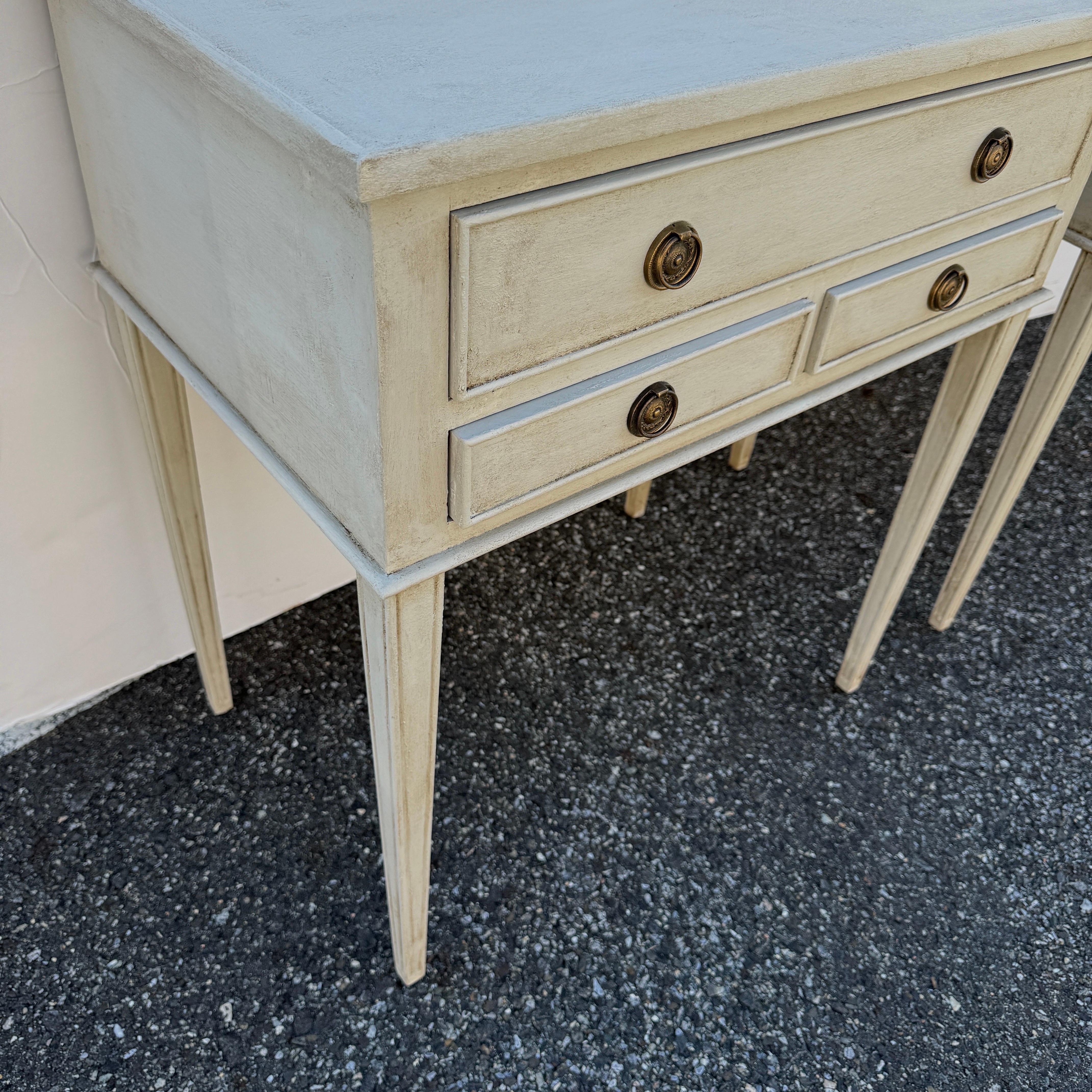 Hand-Crafted Pair of Swedish Gustavian Style Painted Side Tables Bedside