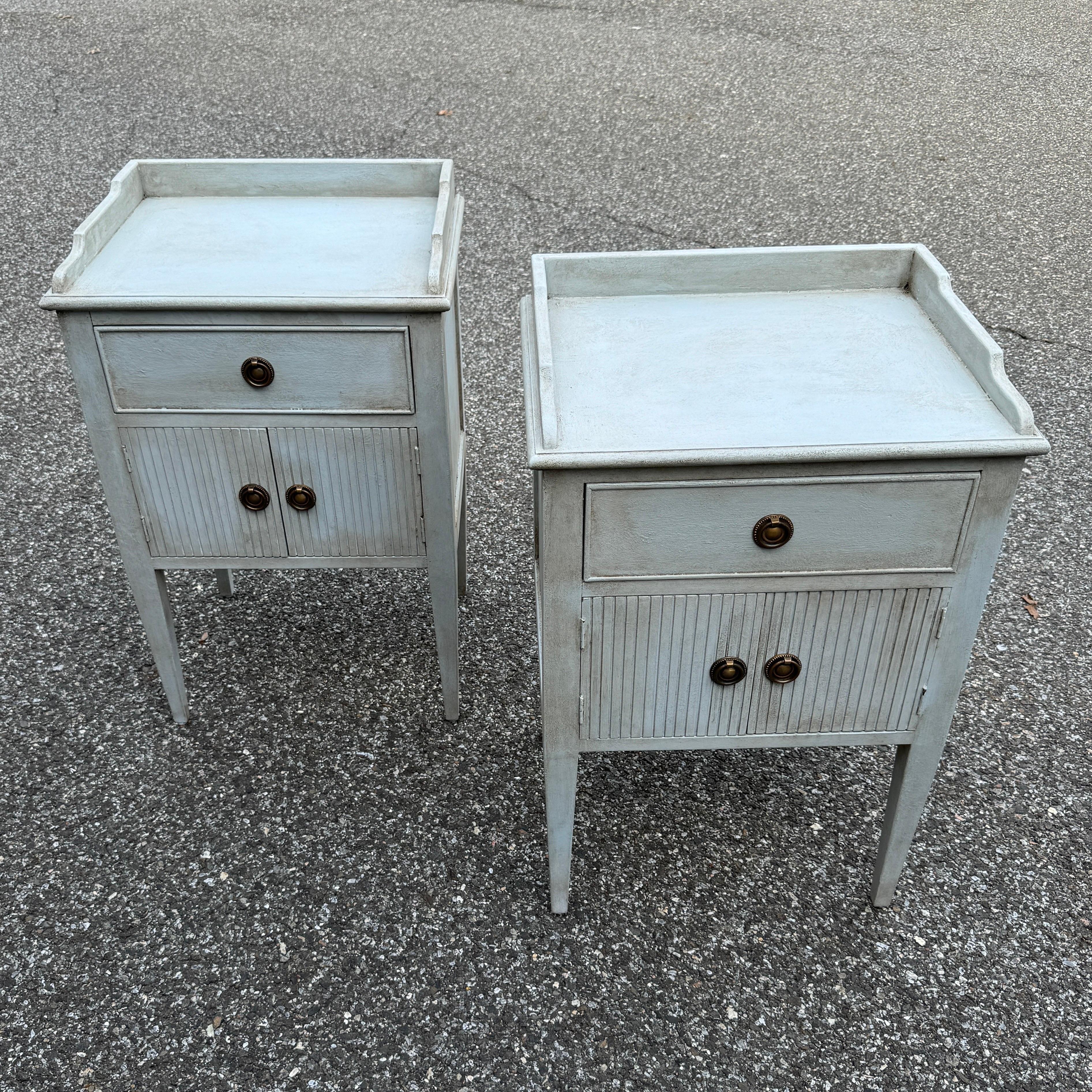 Pair of Swedish Gustavian Style Painted Side Tables Bedside 1