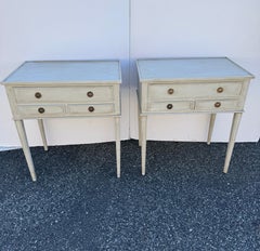 Pair of Swedish Gustavian Style Painted Side Tables Bedside
