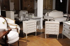 Pair of Swedish Gustavian Style Painted Wood Chests-of-Drawers, circa 1900