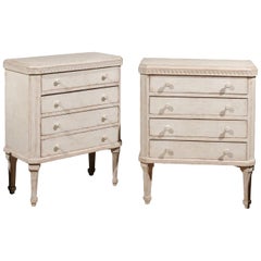 Pair of Swedish Gustavian Style Painted Wood Chests-of-Drawers, circa 1900