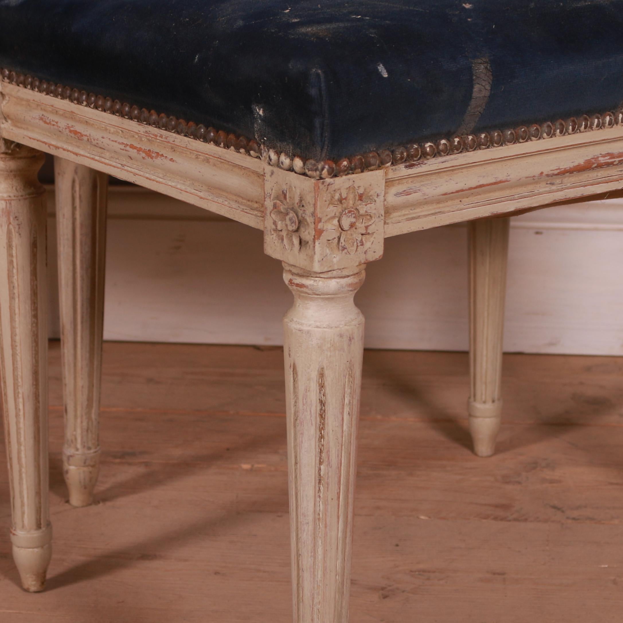 Painted Pair of Swedish Gustavian Style Stools For Sale