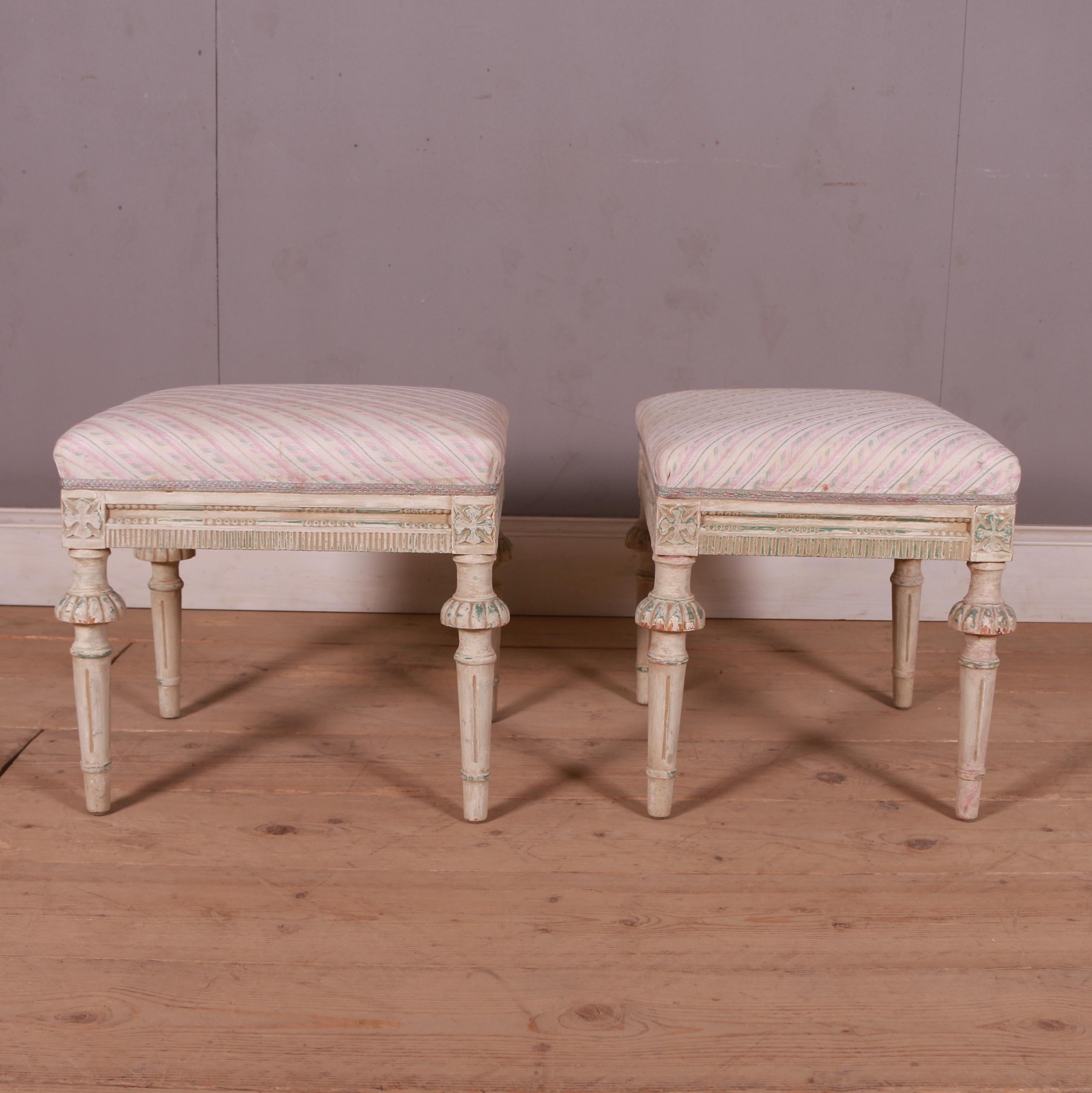 Beech Pair of Swedish Gustavian Style Stools For Sale