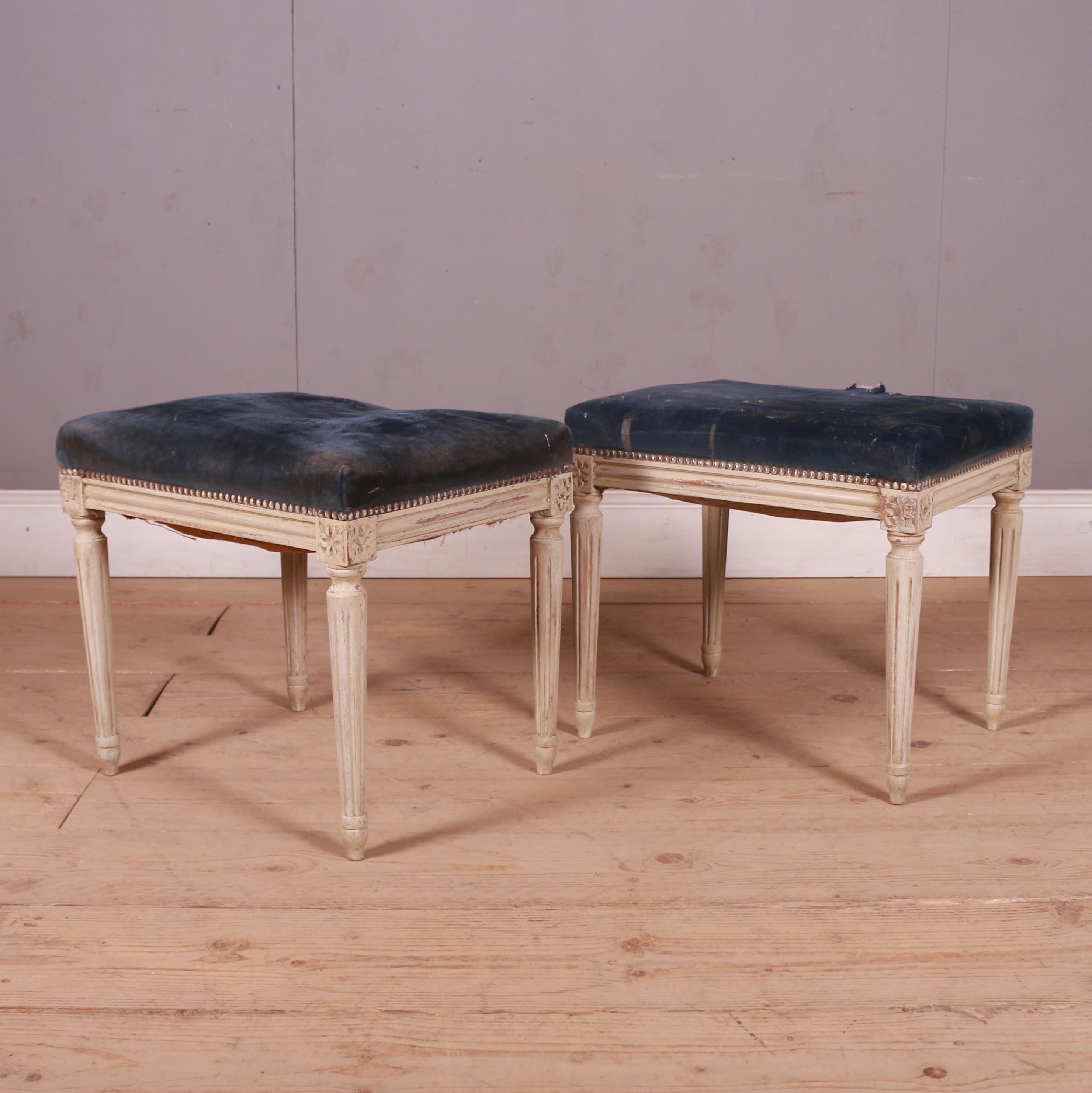 Pair of Swedish Gustavian Style Stools For Sale 1