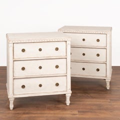 Pair of Swedish Gustavian Style White Painted Chest of Drawers Circa 1880