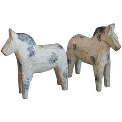 Pair of Swedish Hand-Carved Dala Horses