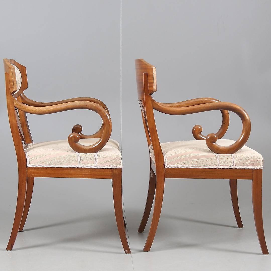 Hardwood Pair of Swedish Karl Johan 'Biedermeier' Armchairs For Sale