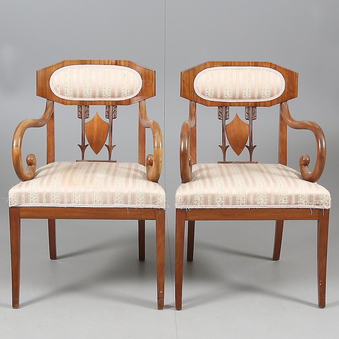 Pair of Swedish Karl Johan 'Biedermeier' Armchairs For Sale 1