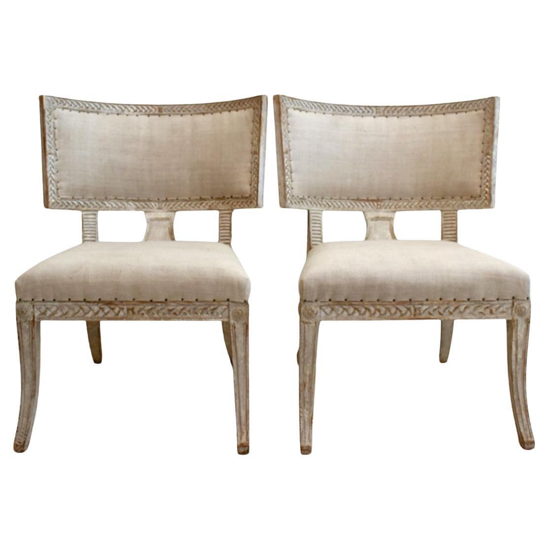Pair of Swedish Klismos Chairs, 18th Century