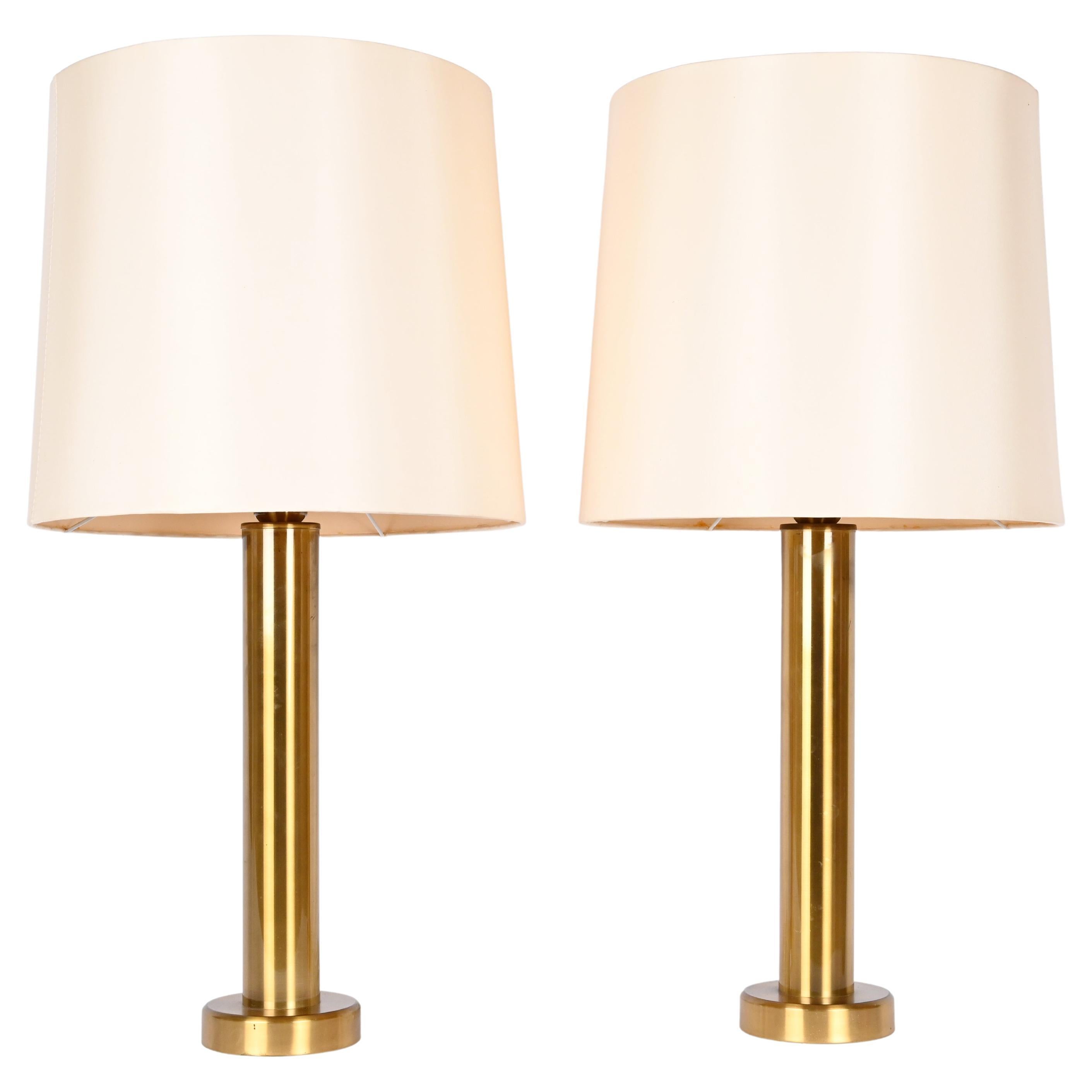 Pair of Swedish Kosta Contemporary Brass Table Lamps 