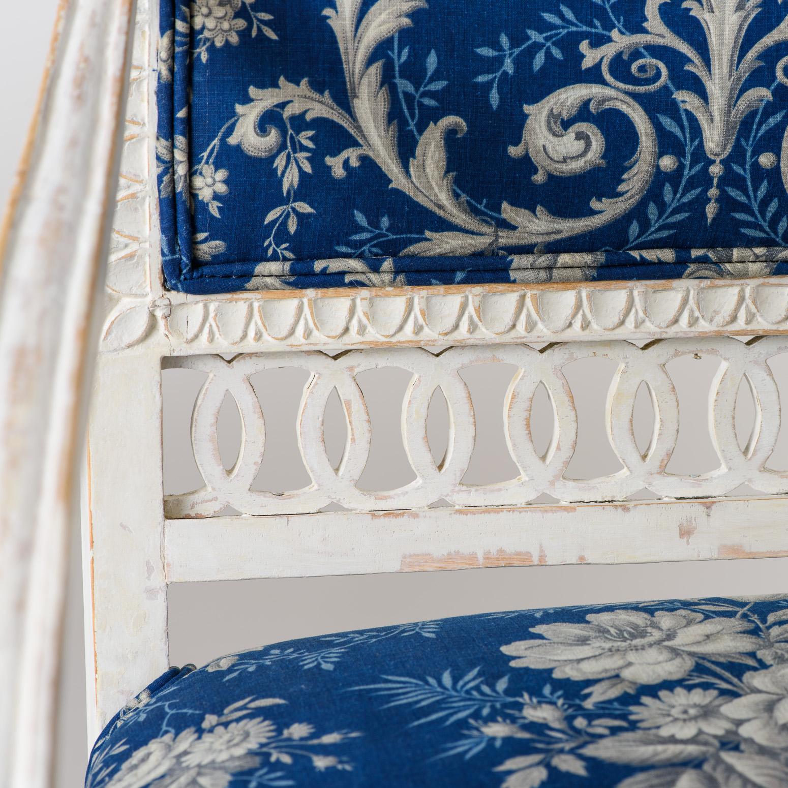 Pine Pair of Swedish Late Gustavian Armchairs with Old White Paint, circa 1820 For Sale
