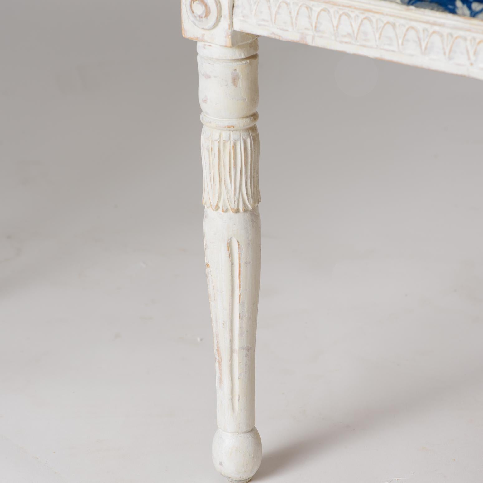 Pair of Swedish Late Gustavian Armchairs with Old White Paint, circa 1820 For Sale 2
