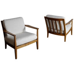 Pair of Swedish Lounge Arm Chairs in Walnut, 1960s