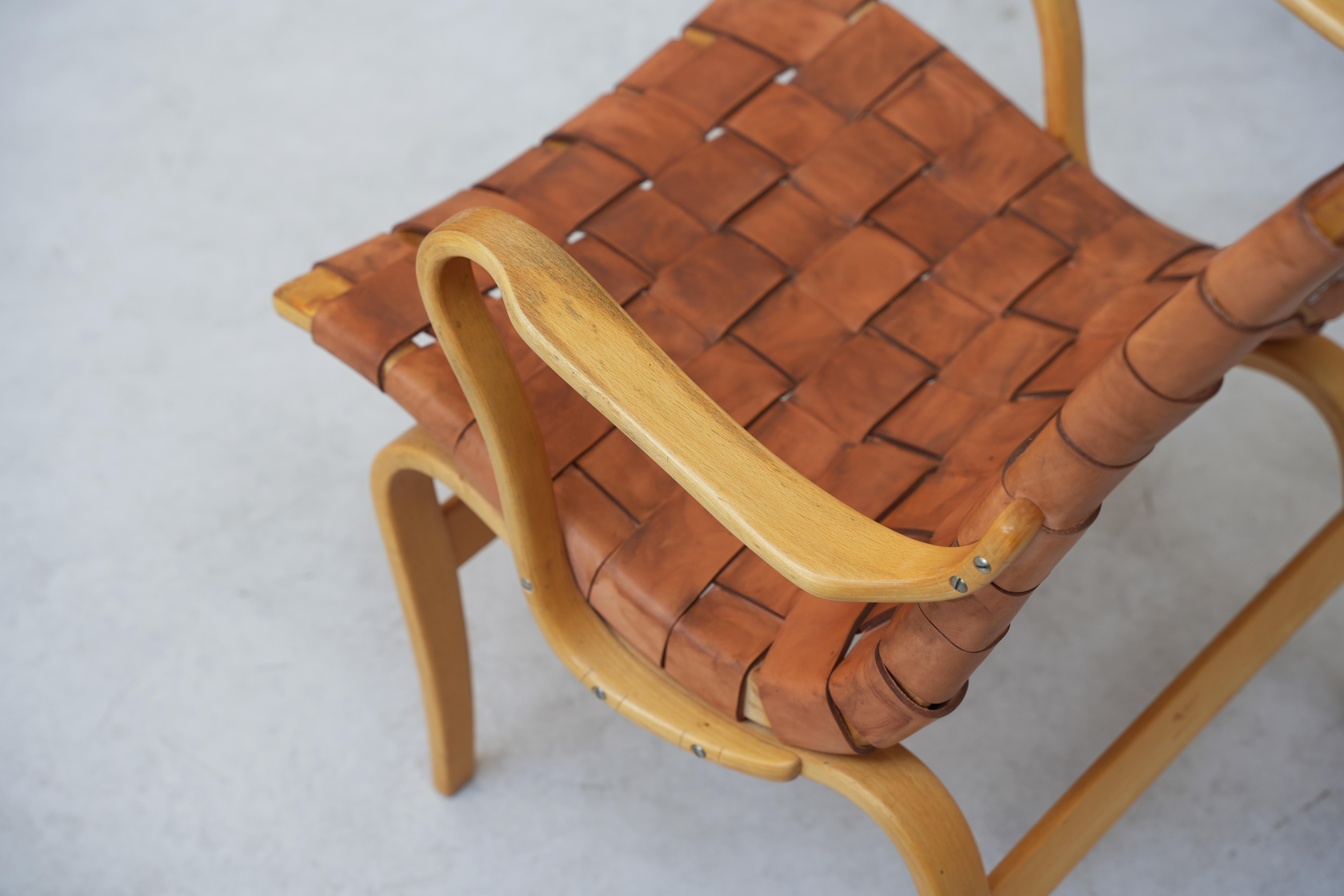 Leather Pair of Swedish Lounge Chairs Mod. Eva by Bruno Mathsson, 1960ies Sweden For Sale