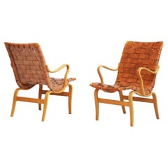 Paar schwedische Lounge-Stühle Mod. Eva von Bruno Mathsson, Schweden, 1960er-Jahre