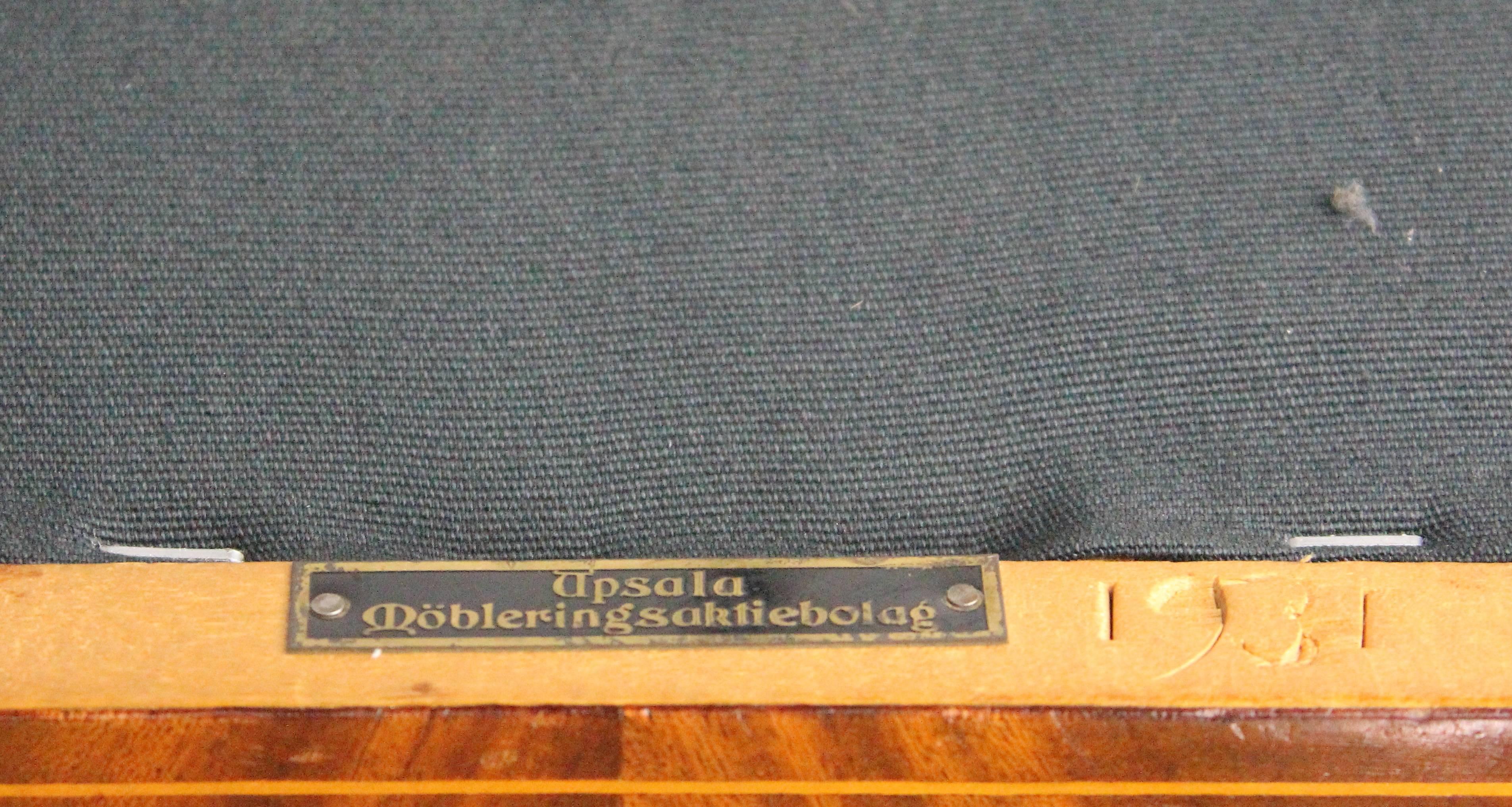 Fabric Pair of Swedish Mahogany Armchairs by Upsala Möbleringsaktiebolag, 1931