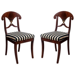 Pair of Swedish Mahogany Karl Johan Biedermeier Side Chairs, circa 1825