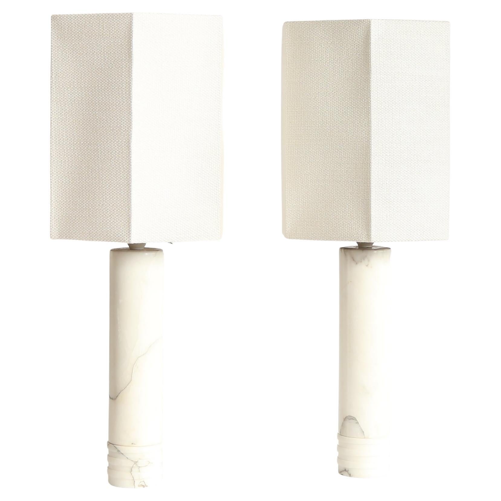 Pair of Swedish marble table lamps Model B-10 by Bergboms, 1960s