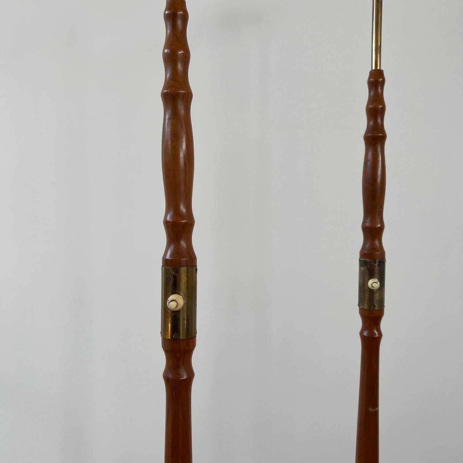 Pair of Swedish Mid-Century Brass and Teak Floor Lamps For Sale 3
