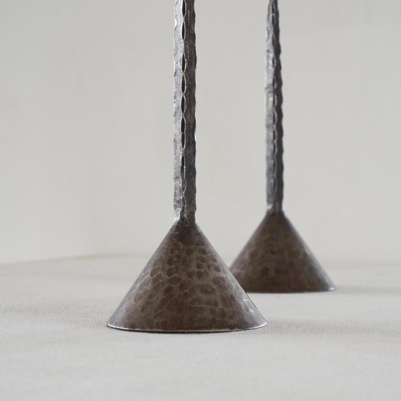 Pair of Swedish Mid Century Brutalist Candlesticks 1960s In Good Condition For Sale In Tilburg, NL