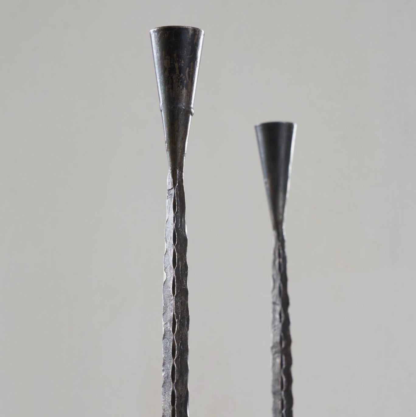 20th Century Pair of Swedish Mid Century Brutalist Candlesticks 1960s For Sale